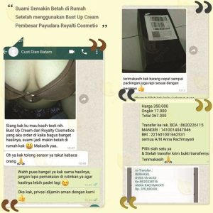 Apa Kata Mereka Setelah Menggunakan Royalty Cosmetic Bust Up Cream Krim Pembesar Pengencang Payudara Terbaik Paling Ampuh Cepat Permanen Testimoni Review Pengguna Konsumen Before After
